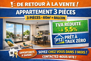  Appartement à vendre 3 pièces 61 m²