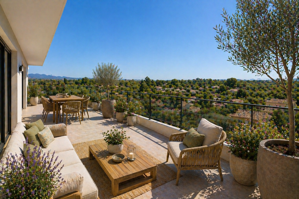 Vente Appartement T4 traversant au dernier etage avec vue plein sud quartier La Torse Aix en provence