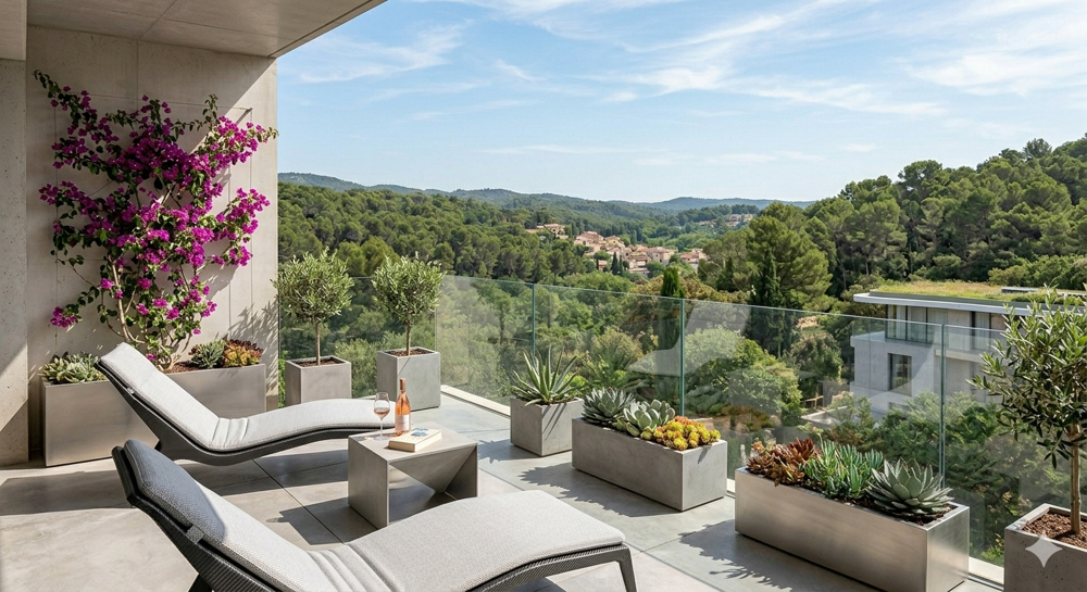 VALBONNE 3 PIECES AVEC TERRASSE SUR LA VERDURE DANS UNE RESIDENCE AVEC PISCINE