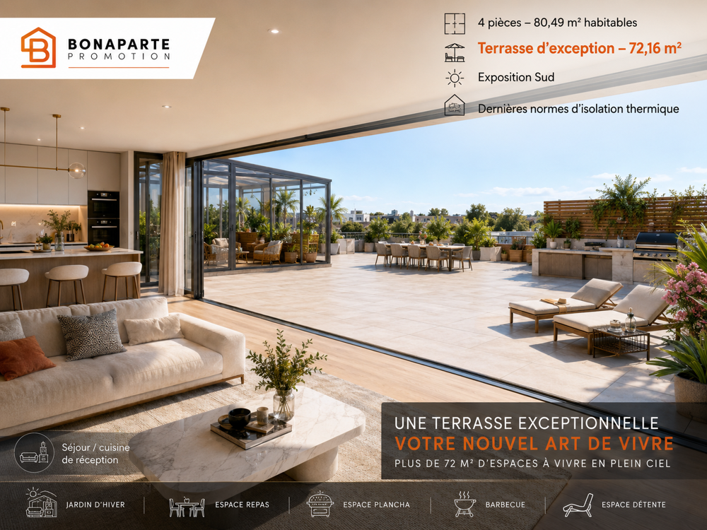 retour a la vente !!!4 pieces ETAGE avec terrasse de 77m² plein sud