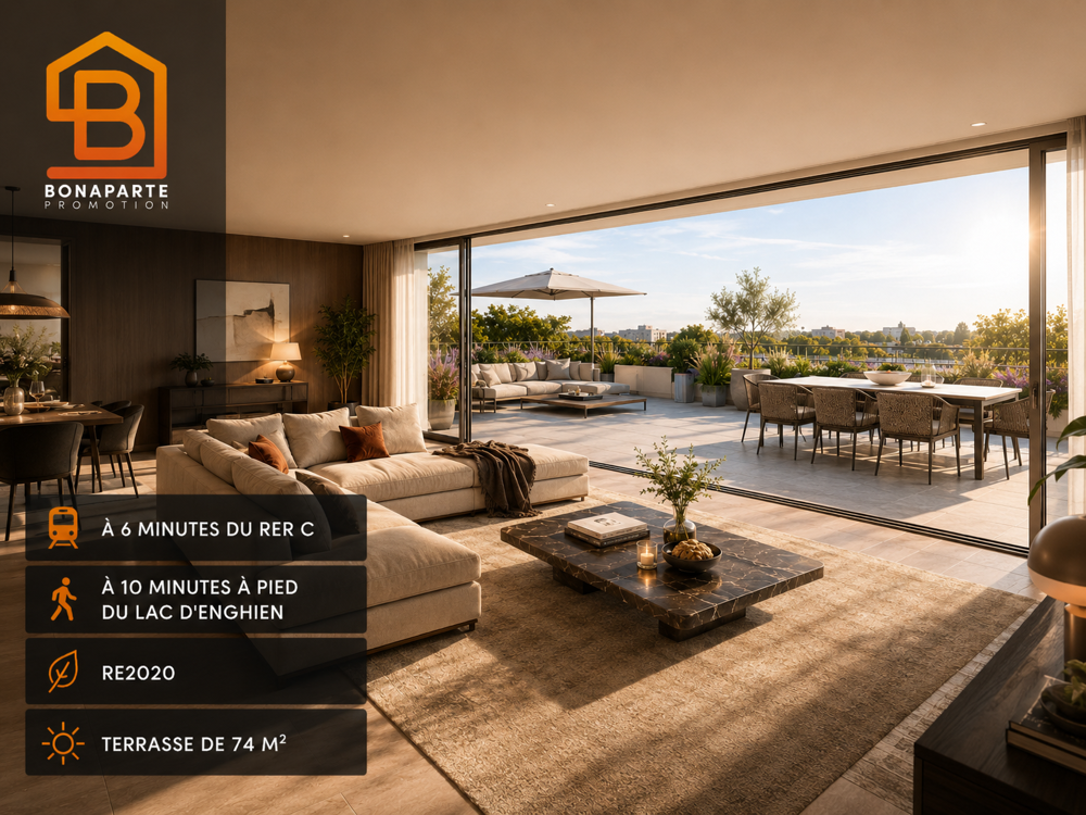 Vente Appartement 400 m du RER C T4 dernier étage avec terrasse de 74 m² St gratien