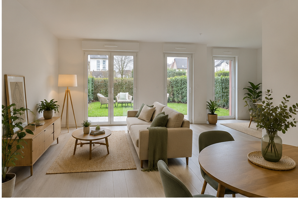 T3 DE 59 M² EN REZ-DE-JARDIN AVEC JARDIN NORD ET 2 PARKINGS