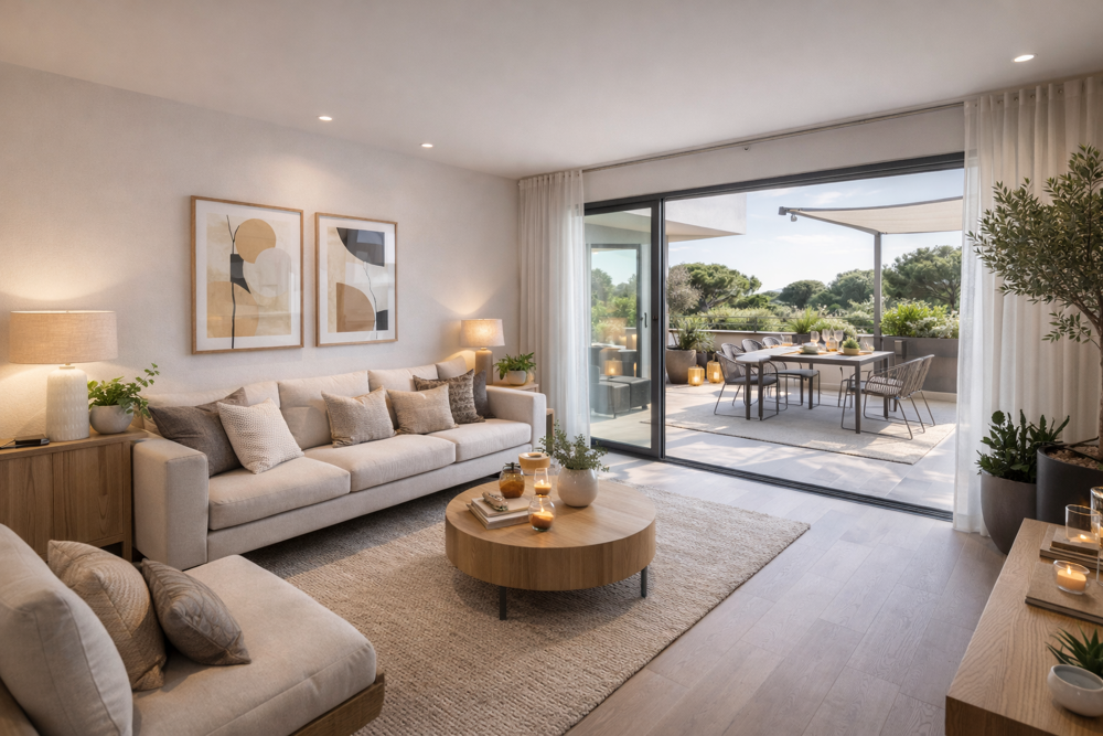 DERNIER ETAGE AVEC TERRASSE TROPEZIENNE POUR CE SUBLIME T3 AU PIN DE BORMES