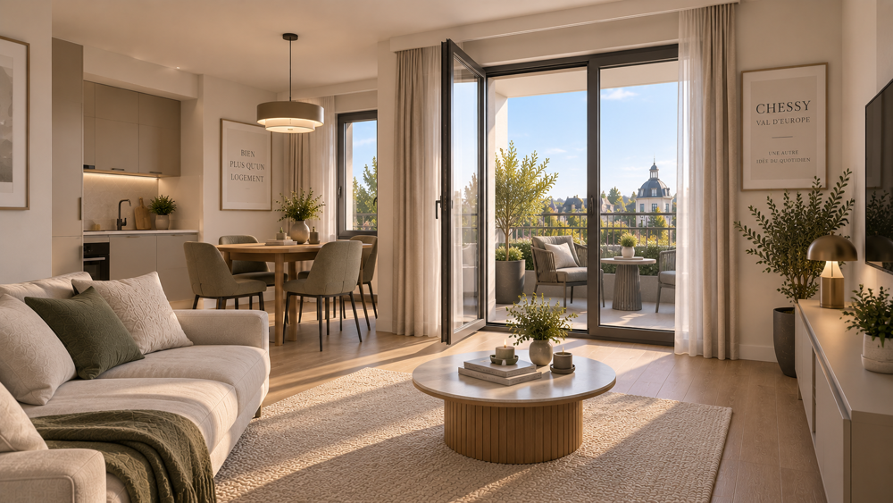 --CHESSY  VAL DEUROPE | 3 PIÈCES 65 M² AVEC BALCON  RÉSIDENCE DE STANDING