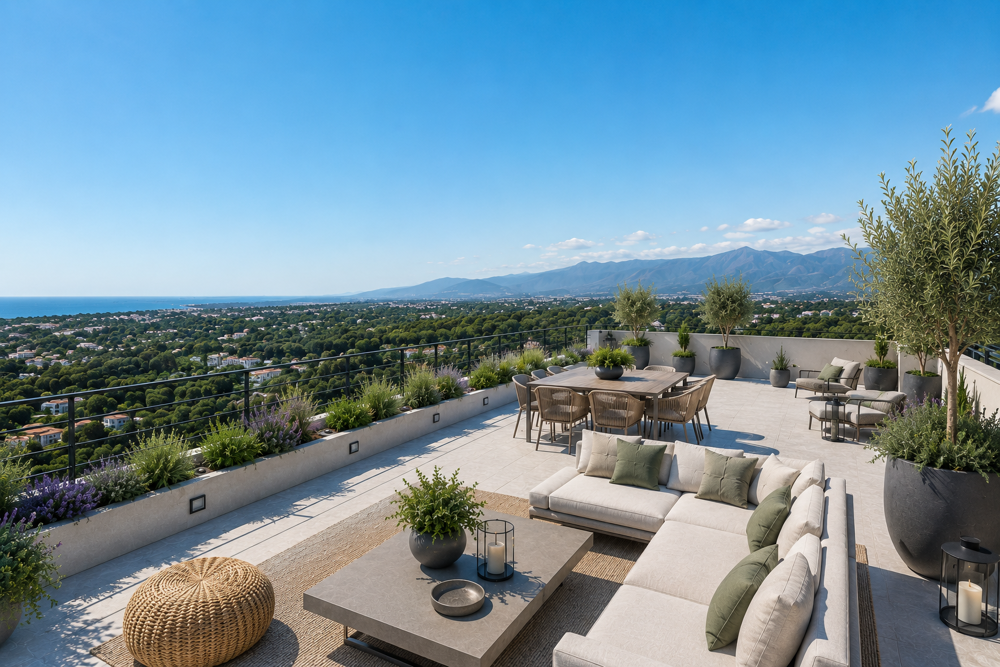 Vente Appartement .SUBLIME TOIT TERRASSE DE 85M² AVEC VUE MER ET MONTAGNES - 55M² DE TERRASSE SUR LE TOIT Antibes