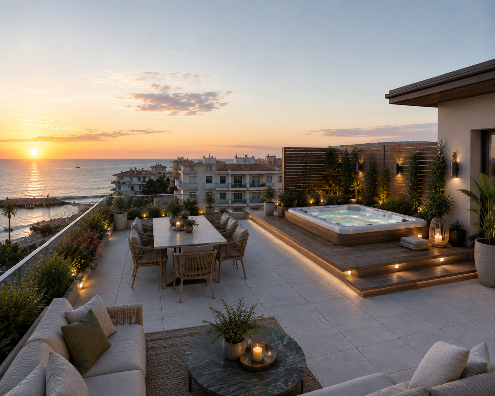 Vente Appartement RETOUR DE LOT : EXCEPTIONNEL DUPLEX EN DERNIER ETAGE AVEC TERRASSES VUE MER - JACCUZZI Antibes