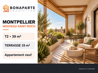 Vente Appartement T2 AVEC GRANDE TERRASSE AU CŒUR D'UN QUARTIER CONNECTÉ Montpellier