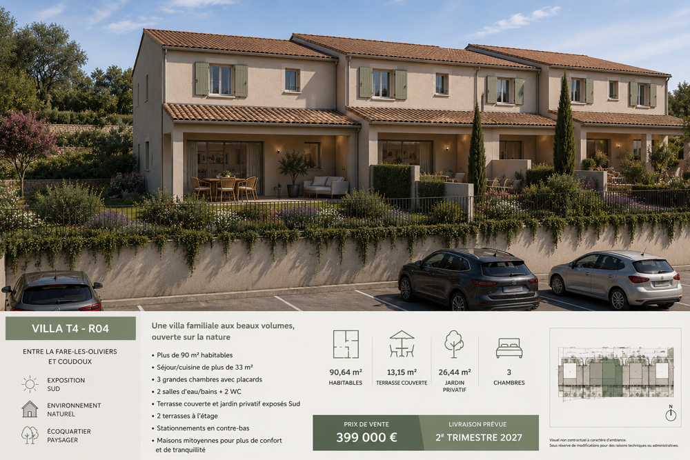 Vente Maison Villa T4 ouvertes sur la nature, au cœur d'un environnement paysager exceptionnel. Coudoux