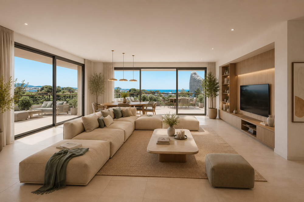 OFFRE COMMERCIALE /VUE MER: MAGNIFIQUE VILLA TOIT 4 PIECES DE 85M² AVEC 54M² DE TERRASSE A VILLENEUV