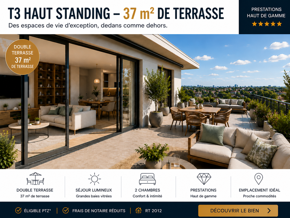 BEL APPARTEMENT D'EXCEPTION AVEC 37M2 DE TERRASSE !