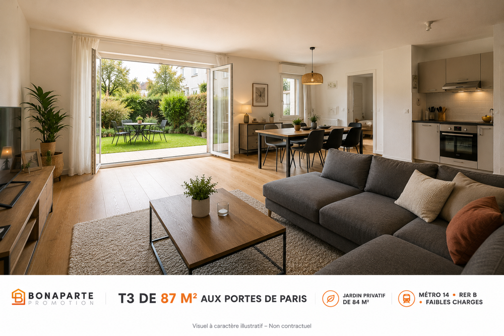 -- T3 DE 87 M²  JARDIN DE 84 M²  MÉTRO 14