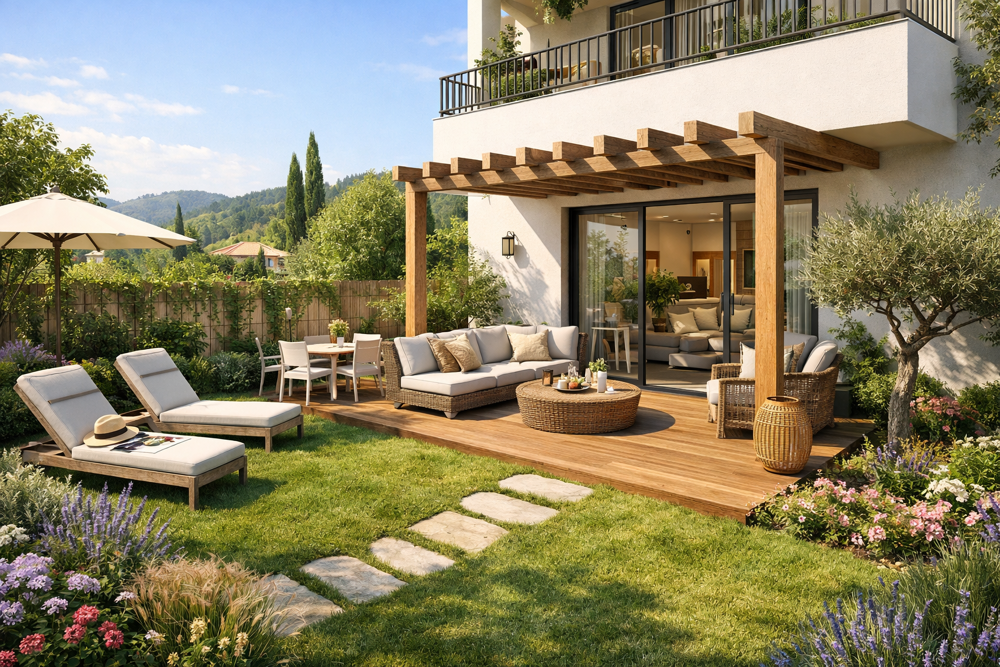 BEAU T3 AVEC 60 M² DE JARDIN EXPOSÉ SUD AU CALME SANS VIS A VIS- PARKINGS ET CAVE INCLUS