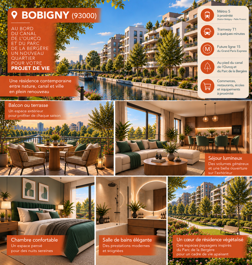 Vente Appartement RETOUR DE LOT – APPARTEMENT 4 PIÈCES À BOBIGNY AVEC VUE SUR LE CANAL DE L'OURCQ Bobigny