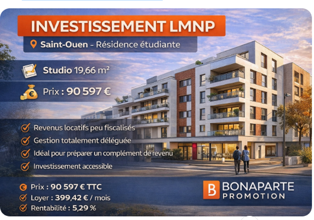 Vente Appartement STUDIO INVESTISSEMENT locatif – à Saint-Ouen (93) rentabilite 5% St ouen sur seine