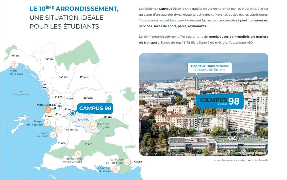 Vente Appartement MARSEILLE NEUF - RÉSIDENCE ÉTUDIANTE CAMPUS 98