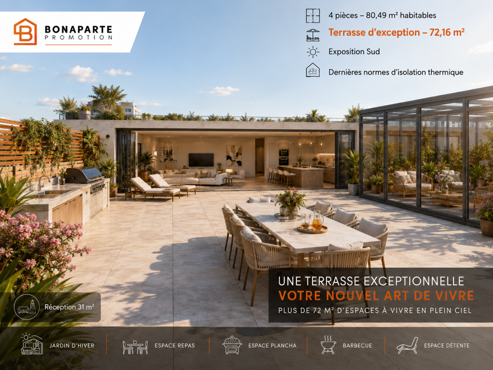 retour a la vente !!!4 pieces ETAGE avec terrasse de 77m² plein sud