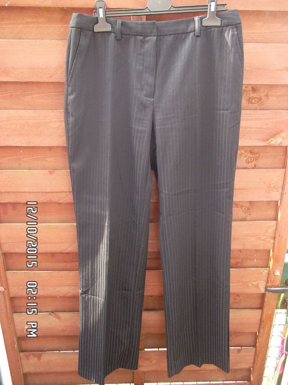 PANTALON NOIR A RAYURES T.40*JUSTE 3E*KIKI60230 Vêtements