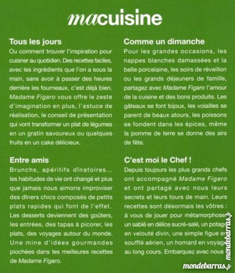 MACUISINE - madame figaro / prixportcompris Livres et BD