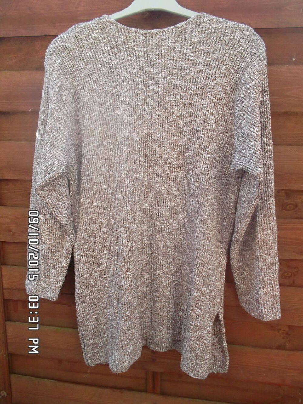 PULL MARRON CLAIR ET BLANC*JUSTE 3E*KIKI60230 Vêtements
