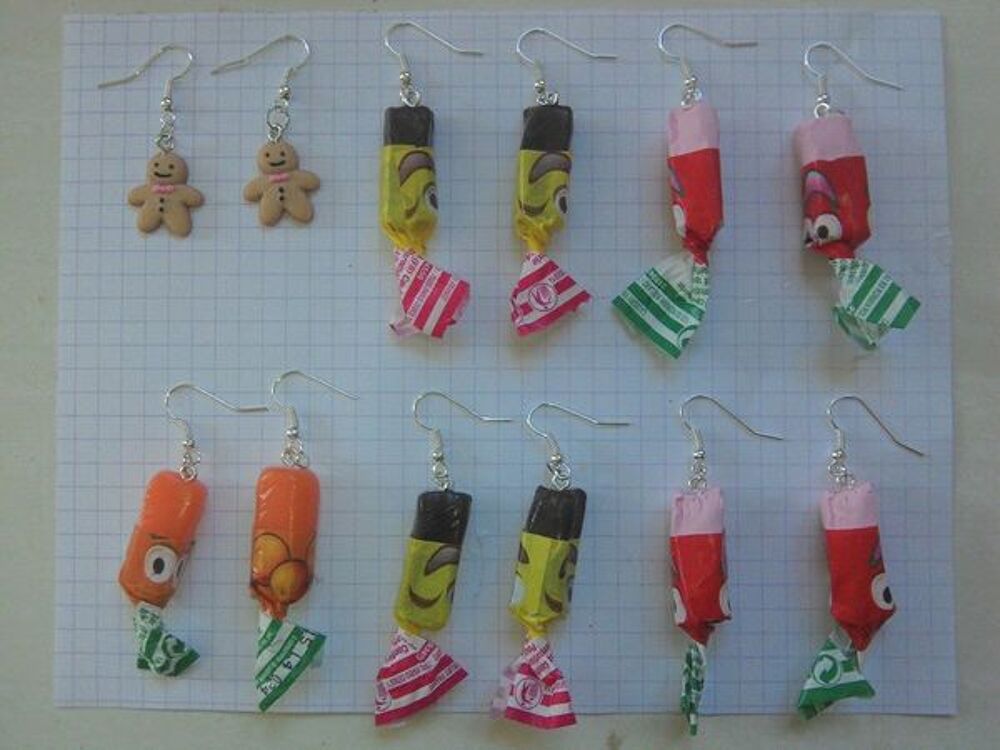 boucle d'oreille artisanal fait p&acirc;te fimo Bijoux et montres