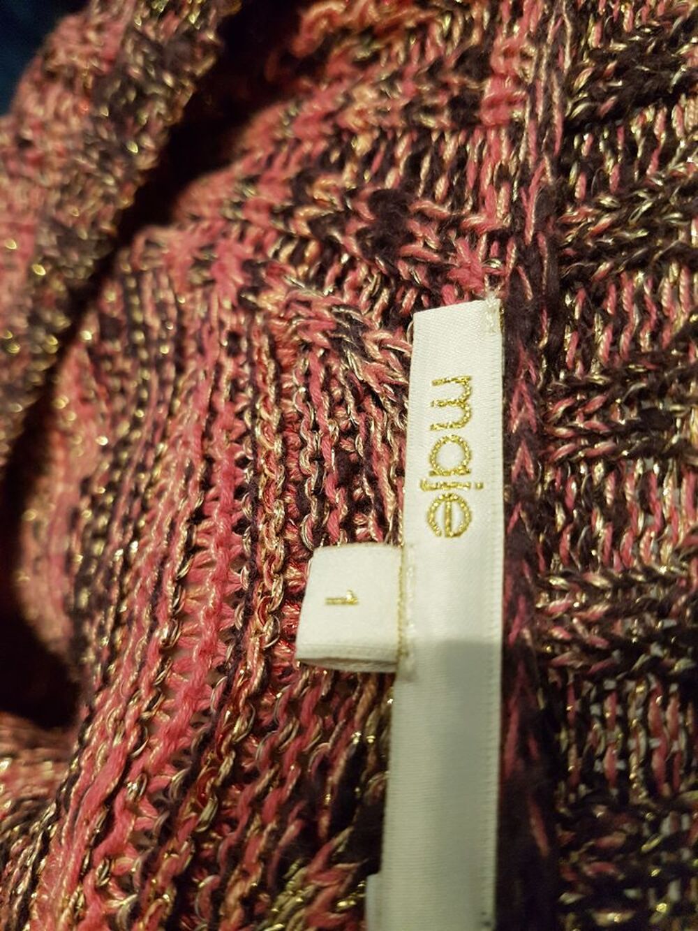 PULL MAJE ROSE DORE fil m&eacute;tallique or Vêtements