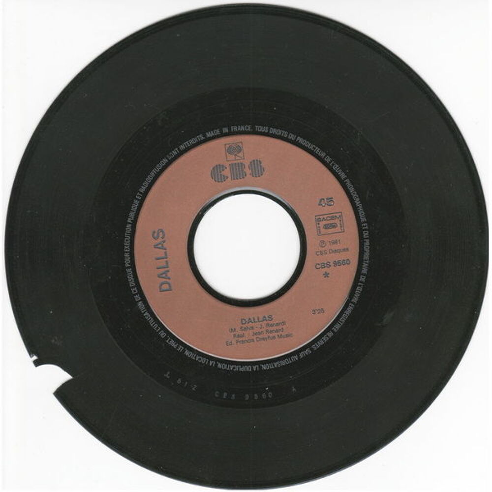 Disque 45 tours Dallas, G&eacute;n&eacute;rique du feuilleton TV
CD et vinyles
