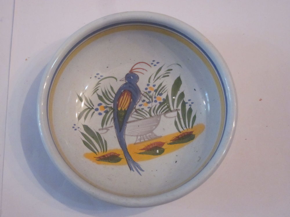 coupelle HB HENRIOT QUIMPER d&eacute;cor OISEAU FLEUR 