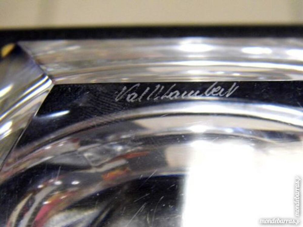 Cendrier cristal VAL ST LAMBERT cuir LE TANNEUR Décoration
