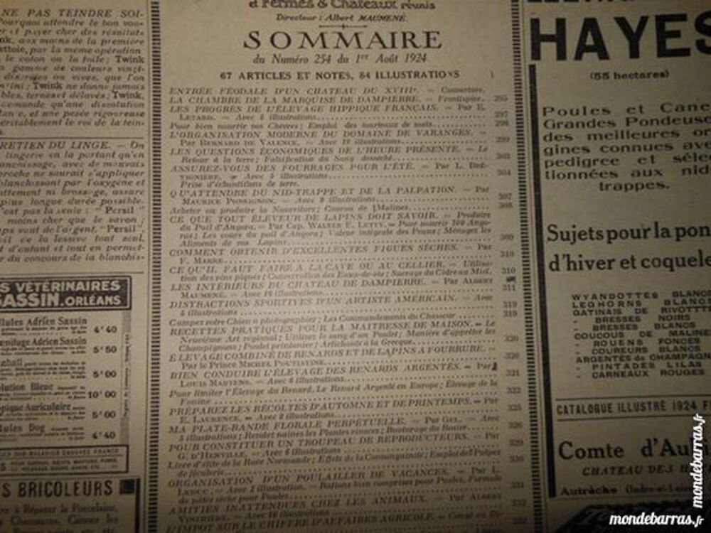 vie a la campagne N&deg;254 aout 1924 Livres et BD