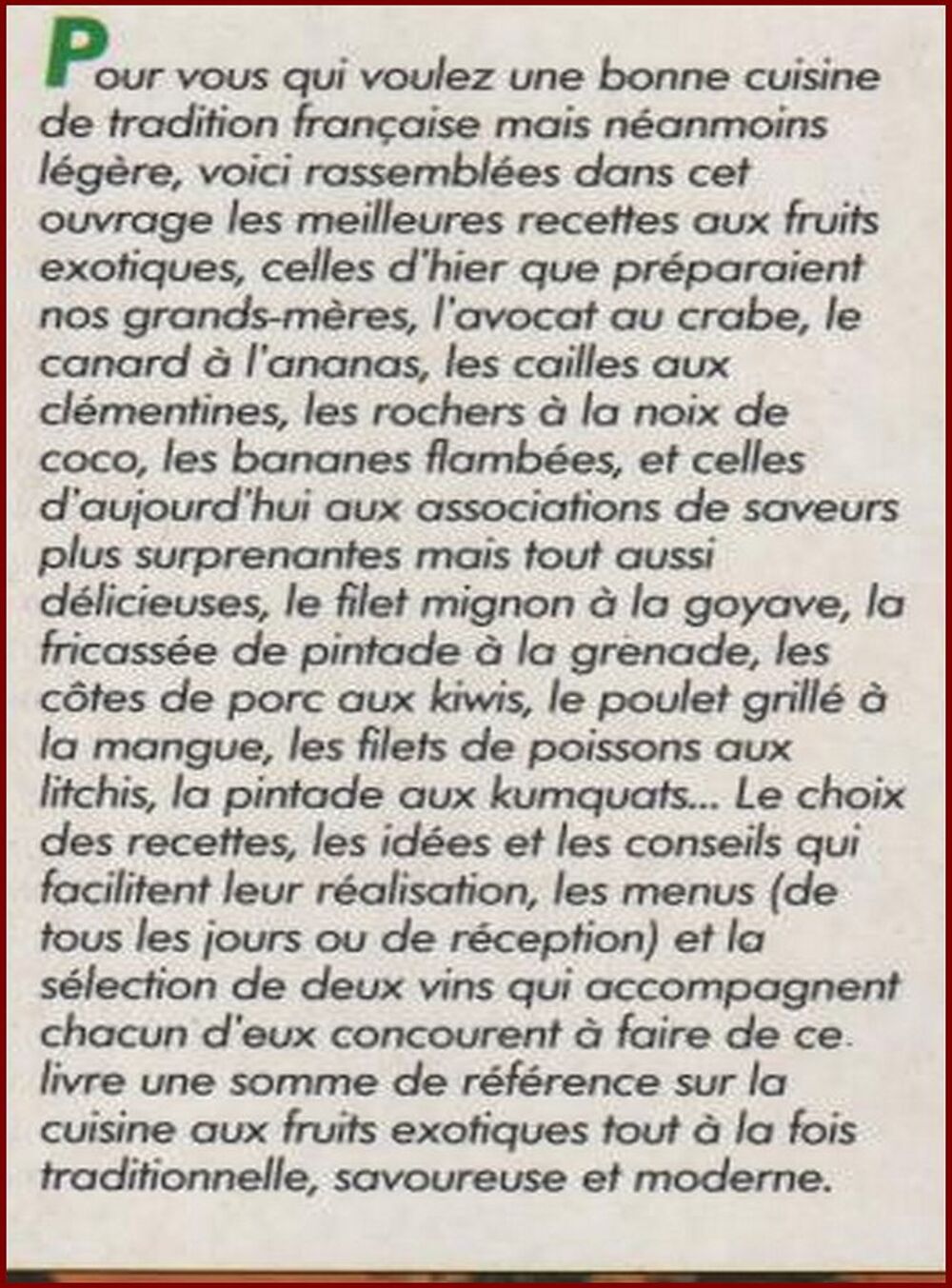 RECETTES AUX FRUITS EXOTIQUES / les-livres-de-jac Livres et BD