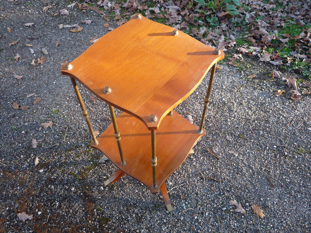 Petite biblioth&egrave;que tournante ancienne acajou/bronze Meubles