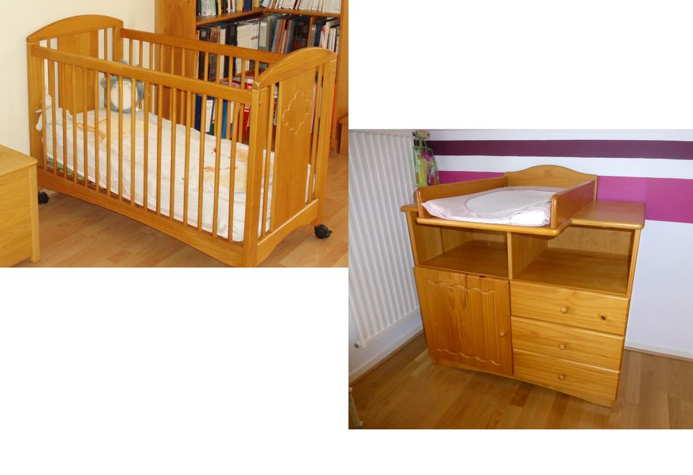lit b&eacute;b&eacute; et commode table &agrave; langer Vertbaudet en pin Mobilier enfants