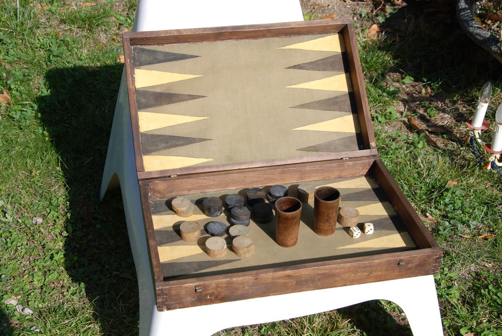 Malette bois ancien jeux de Backgammon Jeux / jouets