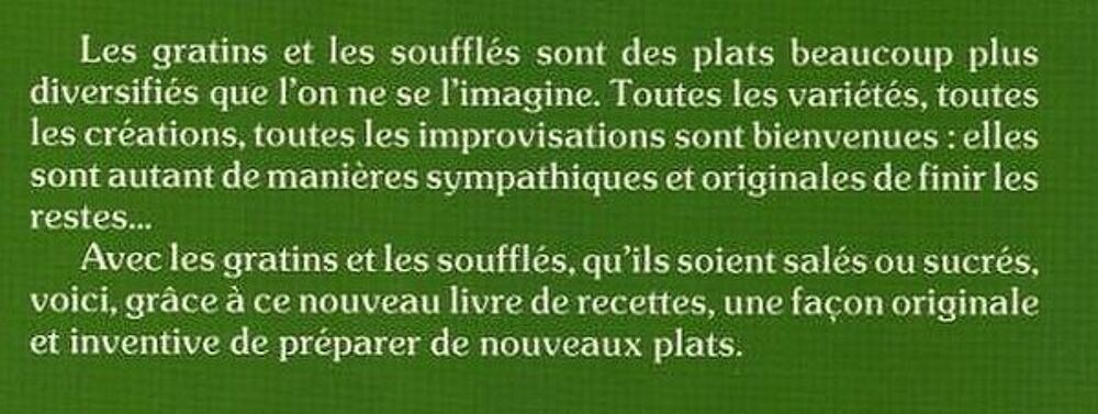 GRATINS - cuisine - SOUFFL&Eacute;S / prixportcompris Livres et BD