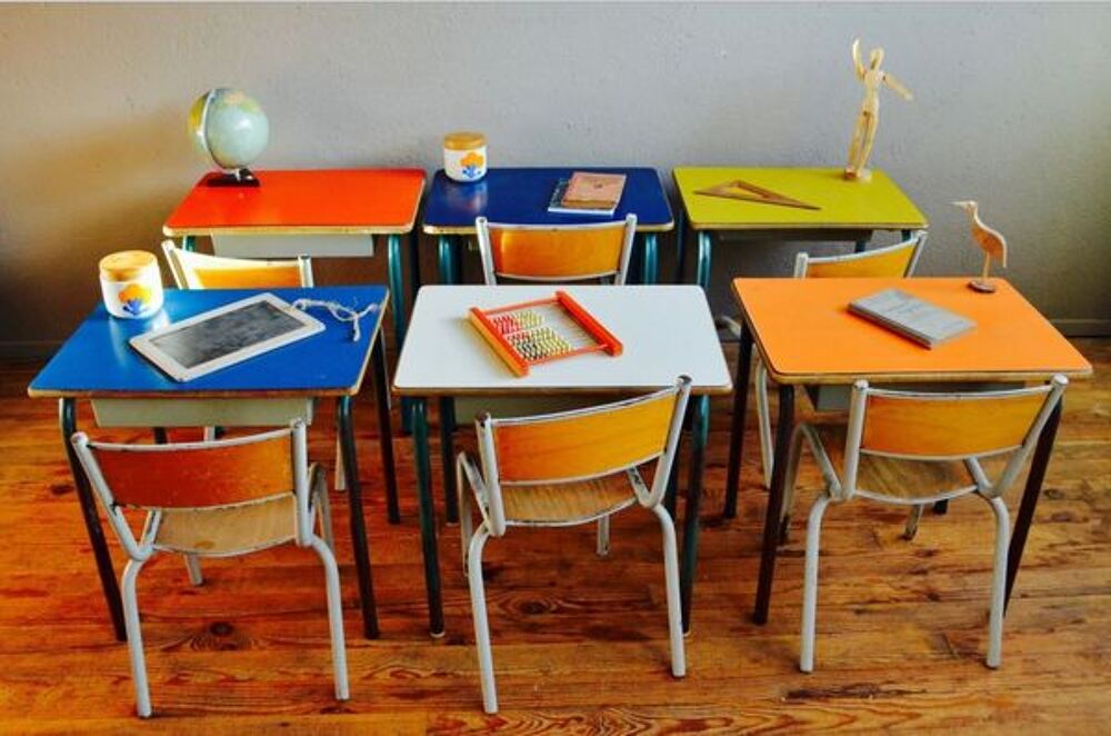 Bureau et chaise enfant, pupitre vintage r&eacute;tro &eacute;cole &eacute;colier Mobilier enfants