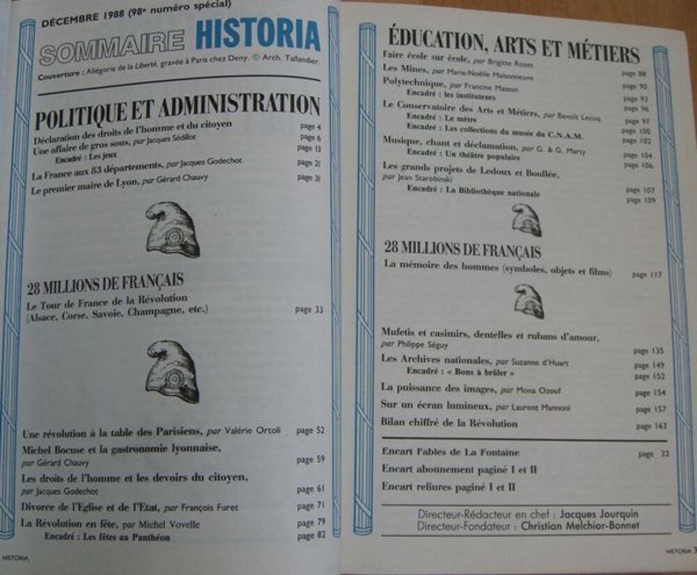 Revue magazine Historia n&deg; 504 (d&eacute;cembre 1988) Livres et BD
