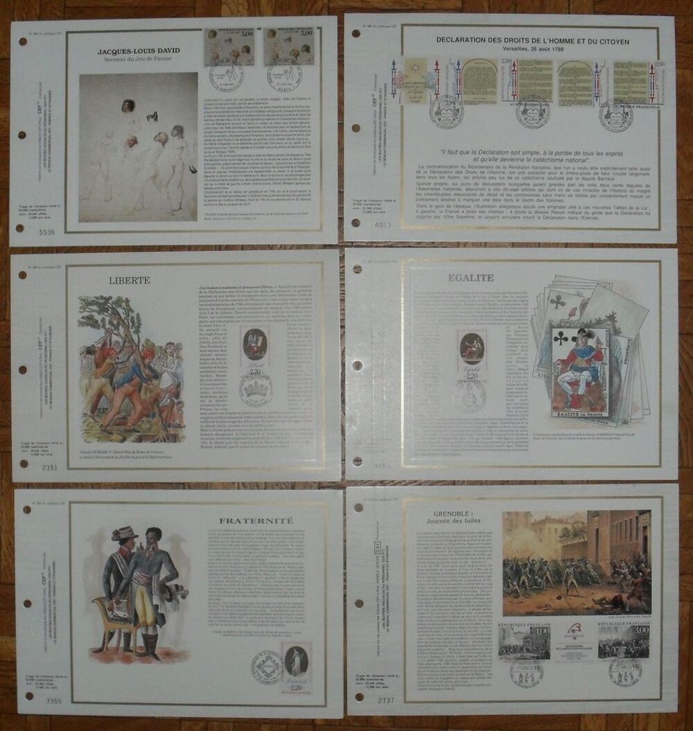 6 Feuillets Philat&eacute;liques CEF th&egrave;me R&eacute;volution Fran&ccedil;aise 