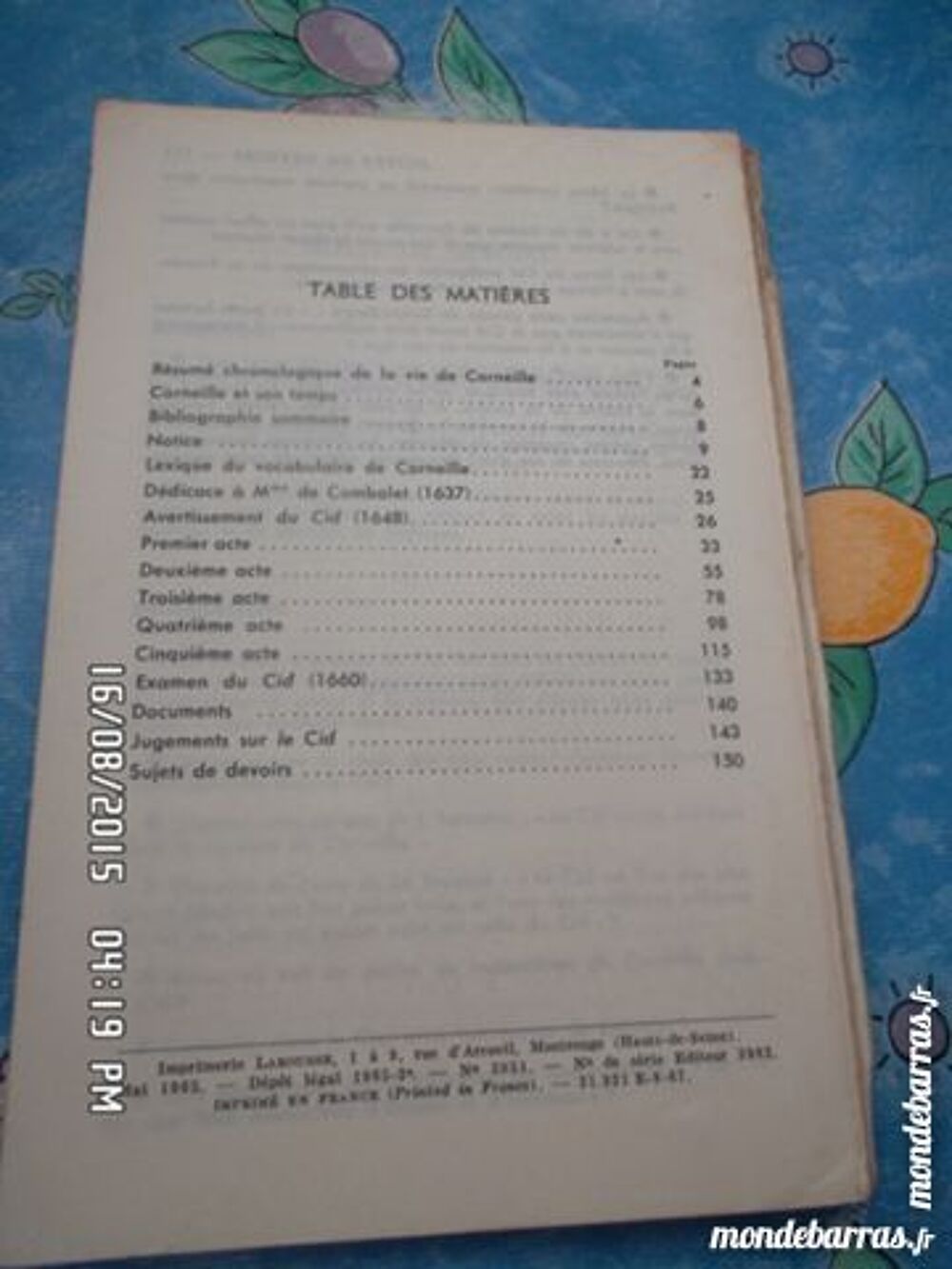 LE CID de CORNEILLE Livres et BD