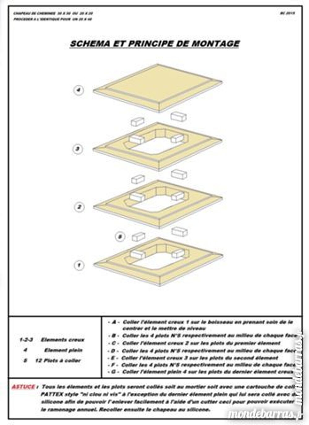 chapeau de chemin&eacute;e 20x40 et 30x30 Cuisine