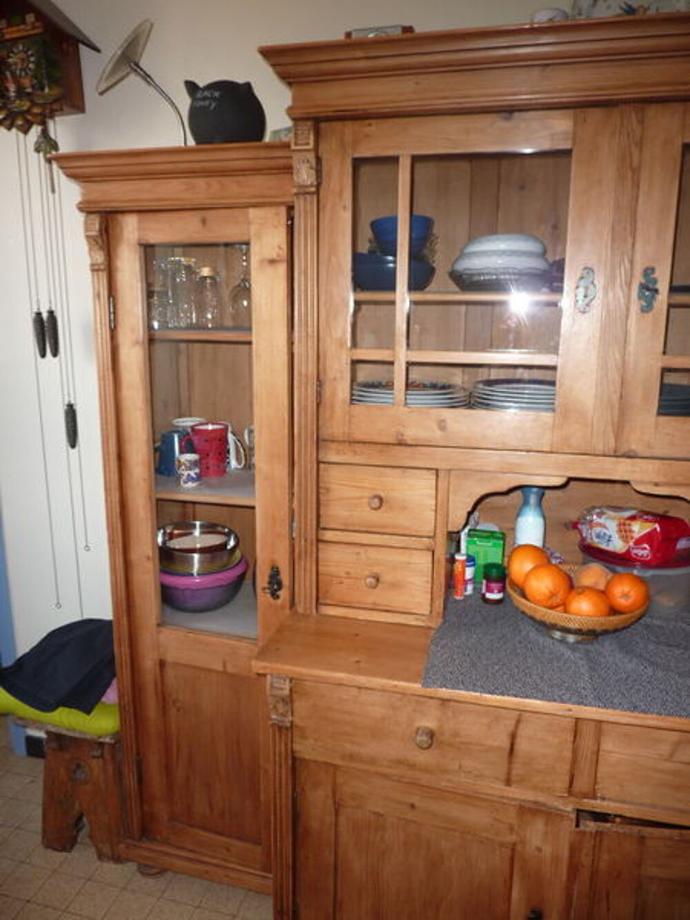 Tr&eacute;s beau Vaissellier en pin ancien en 4 &eacute;l&eacute;ments Meubles