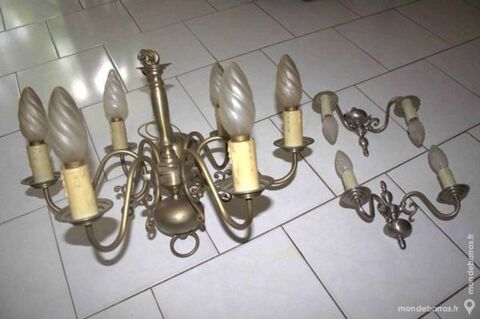 lustre et 2 appliques en bronze 100 L'Isle-Adam (95)