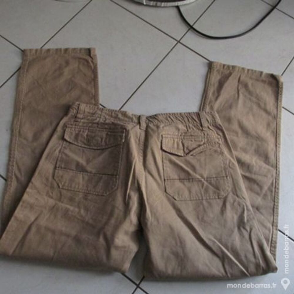 PANTALON BEIGE FONCE T. 50 100% COTON Vêtements
