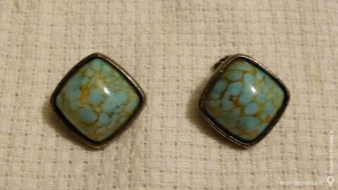 VINTAGE boucles d'oreille bleu porcelaine :1950 4 cuisses (71)