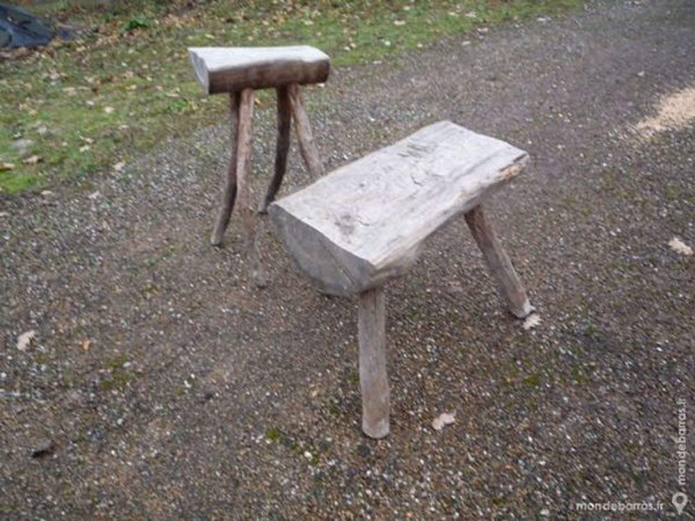 Sellette/porte vase,d&eacute;co rustique ,buche,tabouret/ Décoration