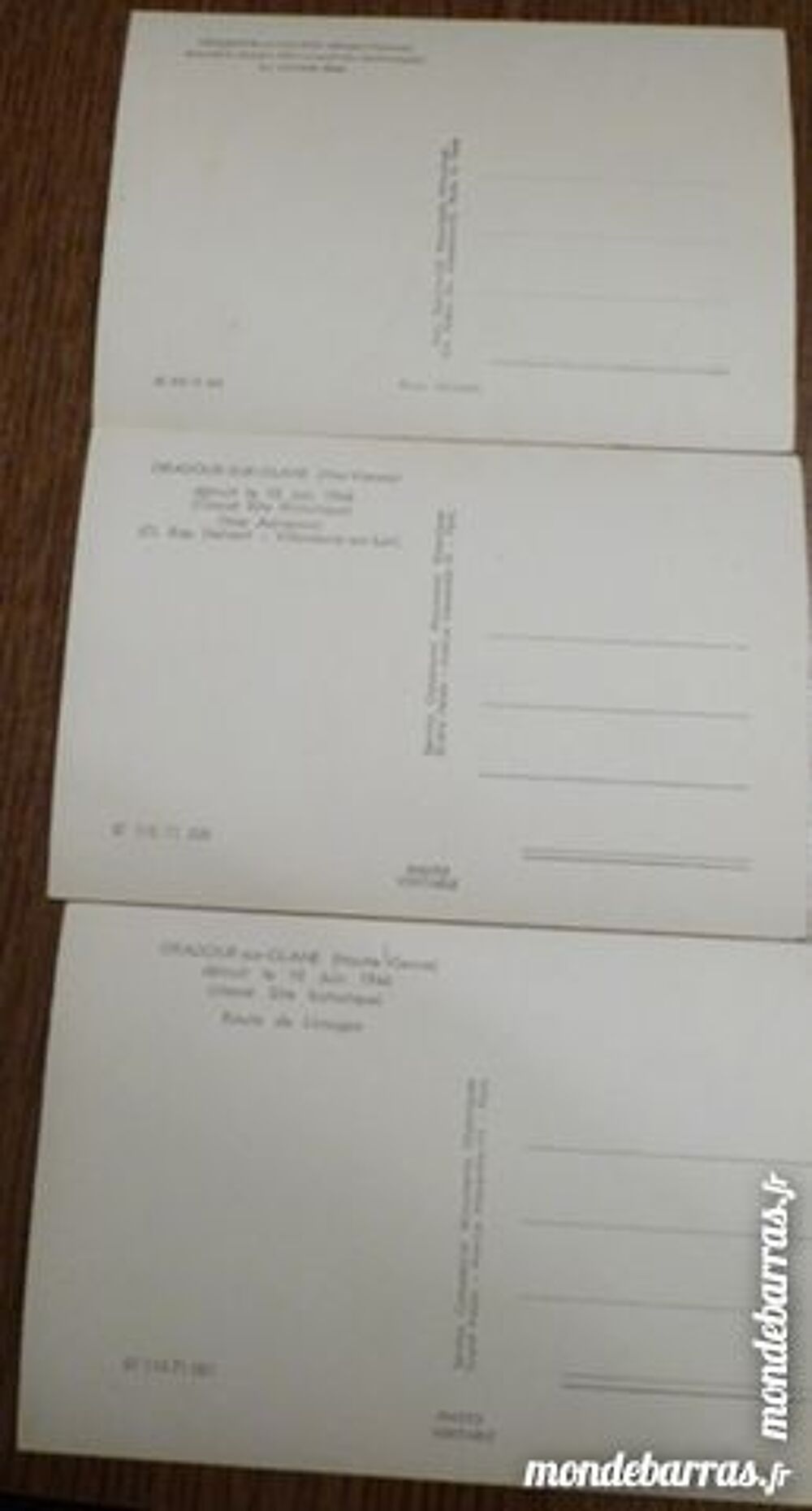 3 ANCIENNES cartes postales d'oradour sur glane Livres et BD