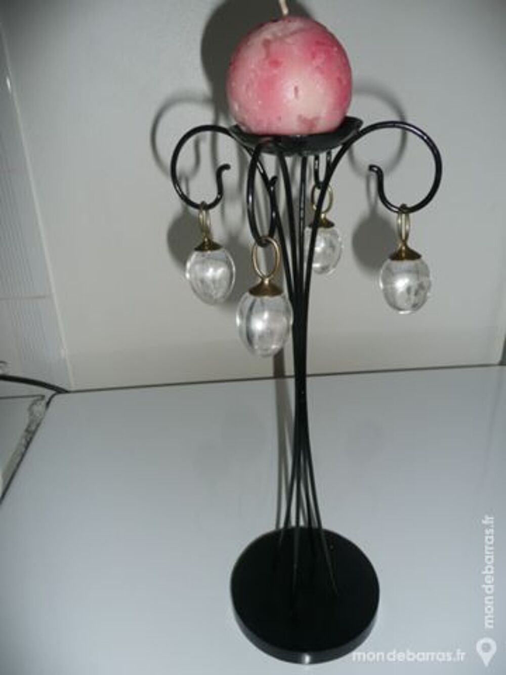 Bougeoir avec boule en cristal de roche Décoration