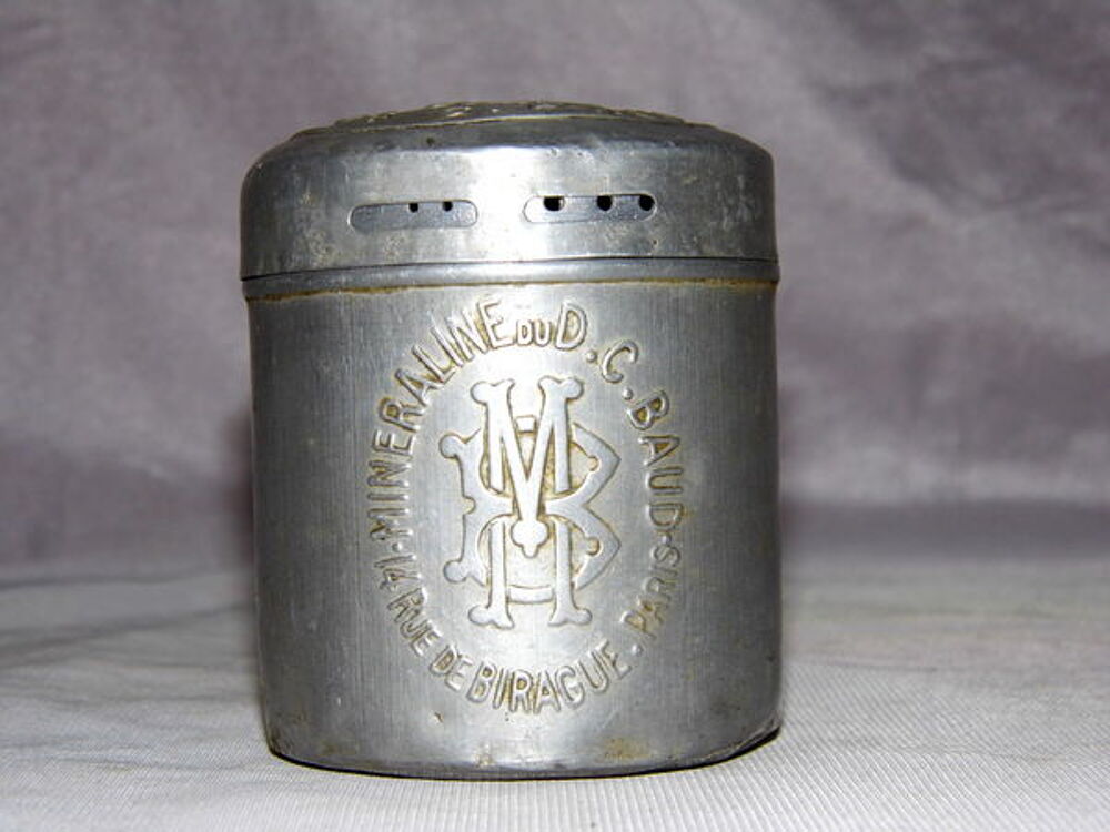 Boite de talc Min&eacute;raline du Docteur C. Baud aluminium VINTAGE 