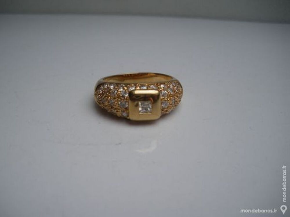 Bague anneaux plaqu&eacute; or taille 58 et zirconium Bijoux et montres