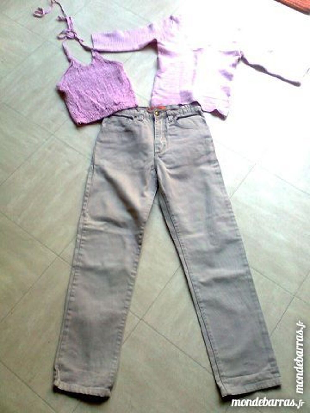 jean beige, 2 hauts roses - 12 ans - zoe Vêtements enfants