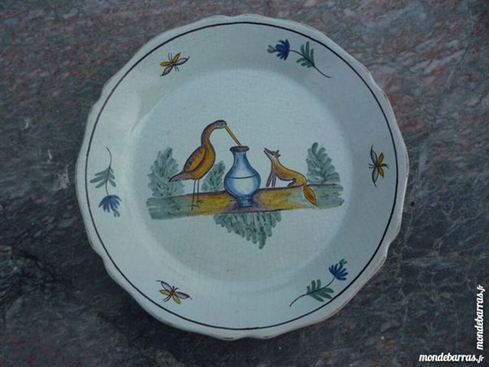 Assiette/faience d&eacute;co/fable de la Fontaine Décoration